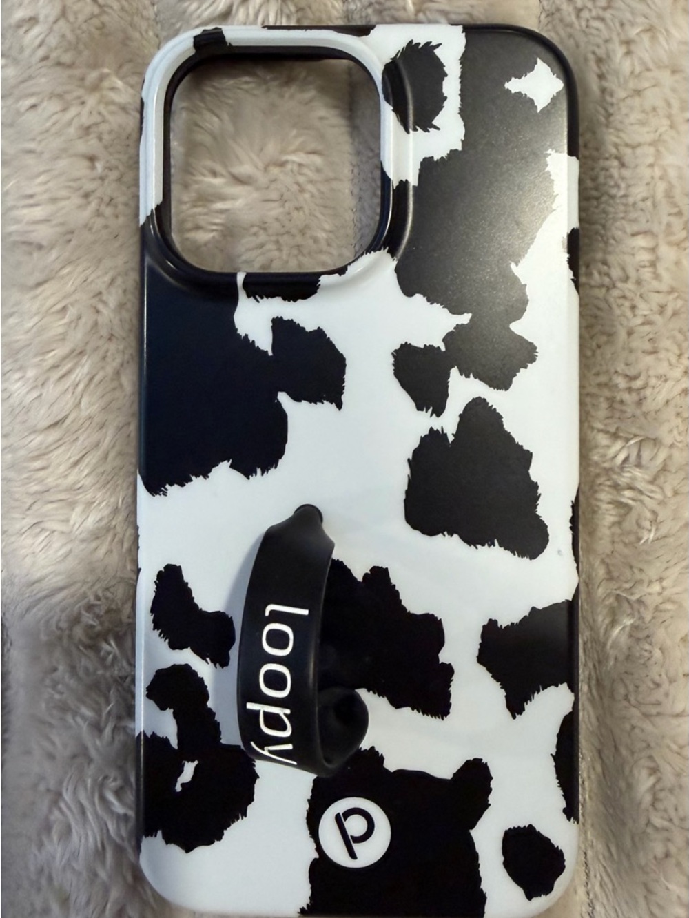 Loopy Case Black and White Cow Pattern iPhone 14 Pro Max